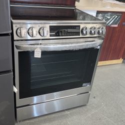 New Scratch And Dent LG 5 Burner Glass Too Stainless Steel Slide In Range. 1 Year Warranty 