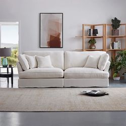 25Home: Hygge White Loveseat, ***Free Delievry