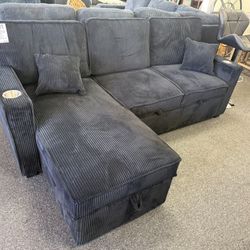 Black Corduroy Sleeper Sofa