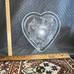 Large Heart Shape Christmas Glass Platter