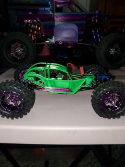 3d printed scx24 rock bouncer buggy transparent lime green petg
