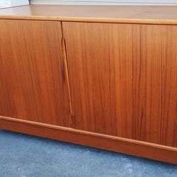 beautiful Mid Century Danish Modern TEAK CREDENZA CABINET with adjustable shelves and lots of storage And Others