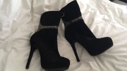 Brand new black high heel boots, size 8.5