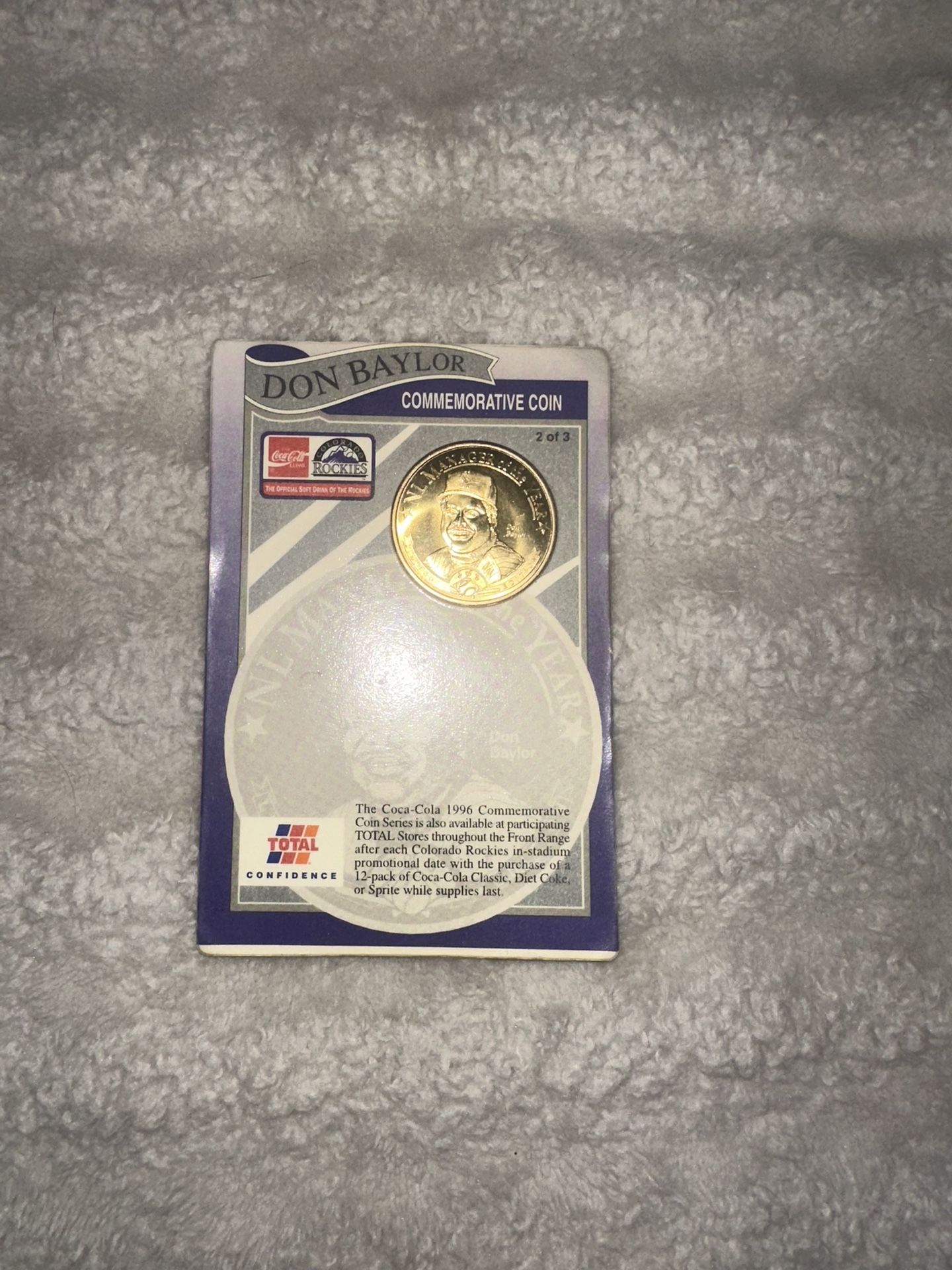 1996 Colorado Rockies Coin #2 Don Baylor Manager of the Year