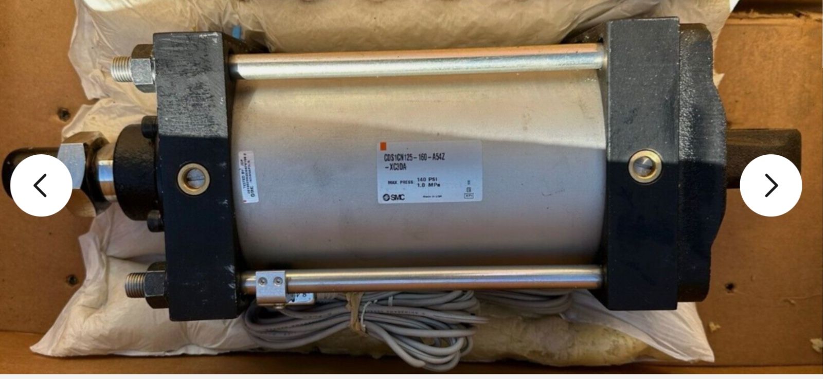 SMC Industrial Pneumatic Air Cylinder – 160mm Bore / 255mm Stroke / 140 PSI Max 