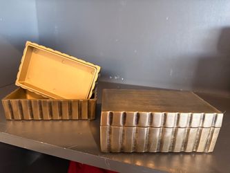 Gold Decorative Storage Boxes Set of 2