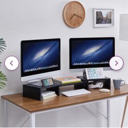 Monitor Stand Riser 3 Shelf Screen Stand with Adjustable Length and Angle