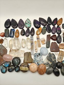 Large Mixed Gemstone Cabochon and Crystal Lot