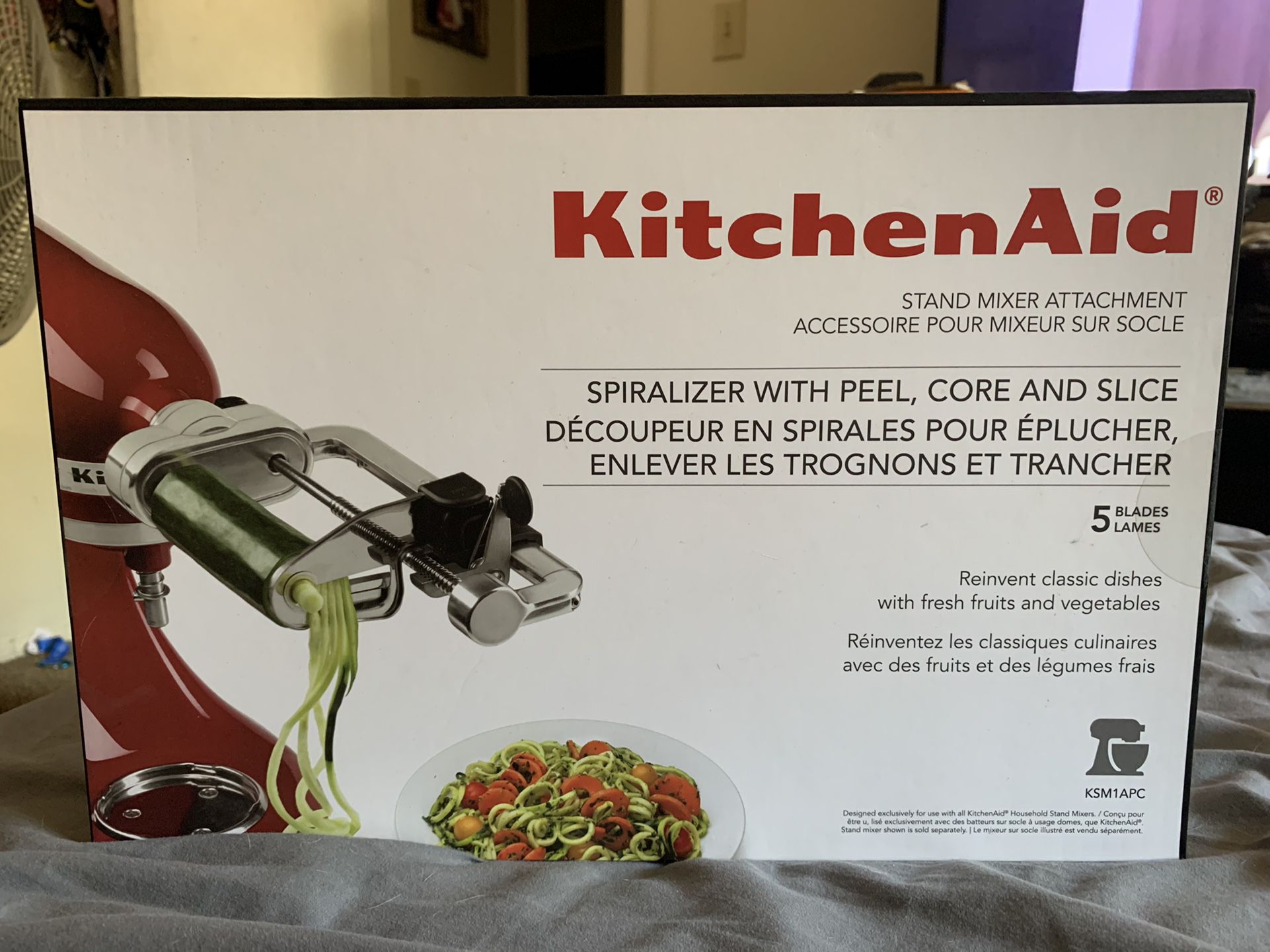 KitchenAid 5-Blade Spiralizer with Peel, Core, and Slice Stand Mixer Attachment KSM1APC