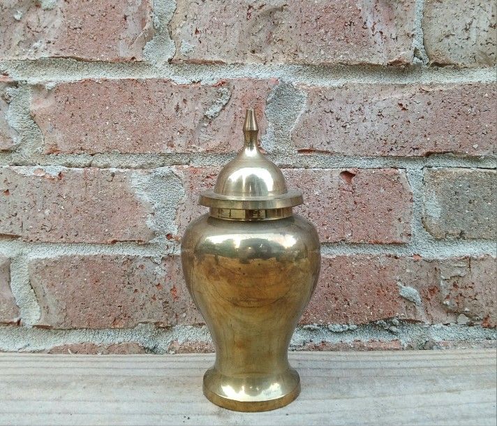 Vintage Brass Ginger Jar/Lid