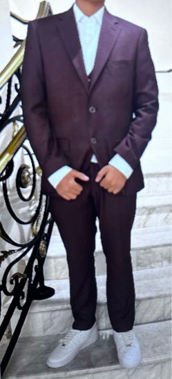 Youth Burgundy Three-Piece Suit
