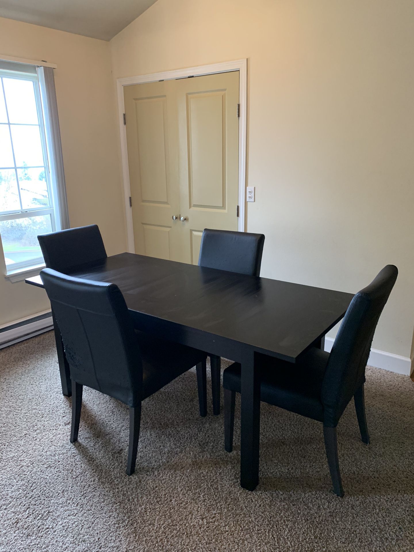 IKEA Black Wood Extendable Dining Table with Chairs
