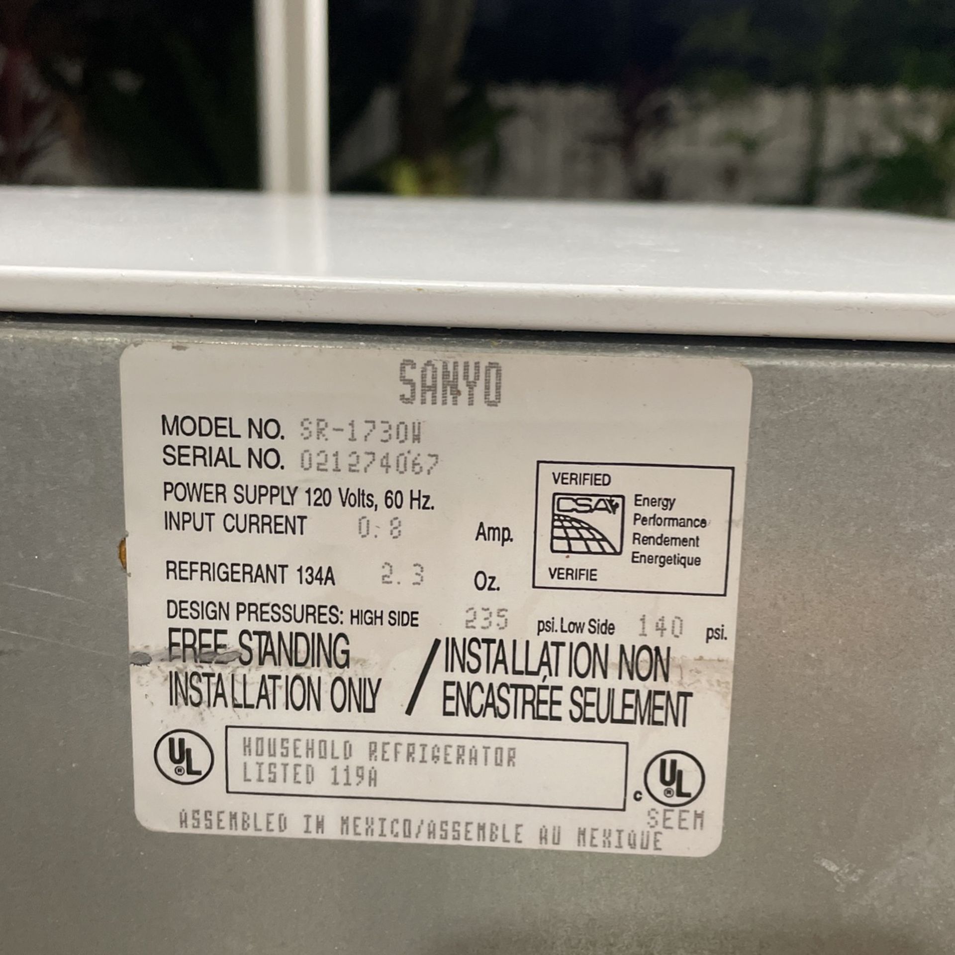 Sanyo Mini Fridge. Appliances