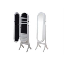 White Finish Jewelry Armoire With Mirror 