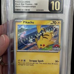 2024 Pokemon SV Black Star Promo World Championship Pikachu #190 CGC 10 PRISTINE