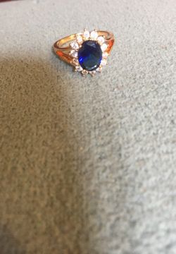 24k gold filled blue sapphire ring