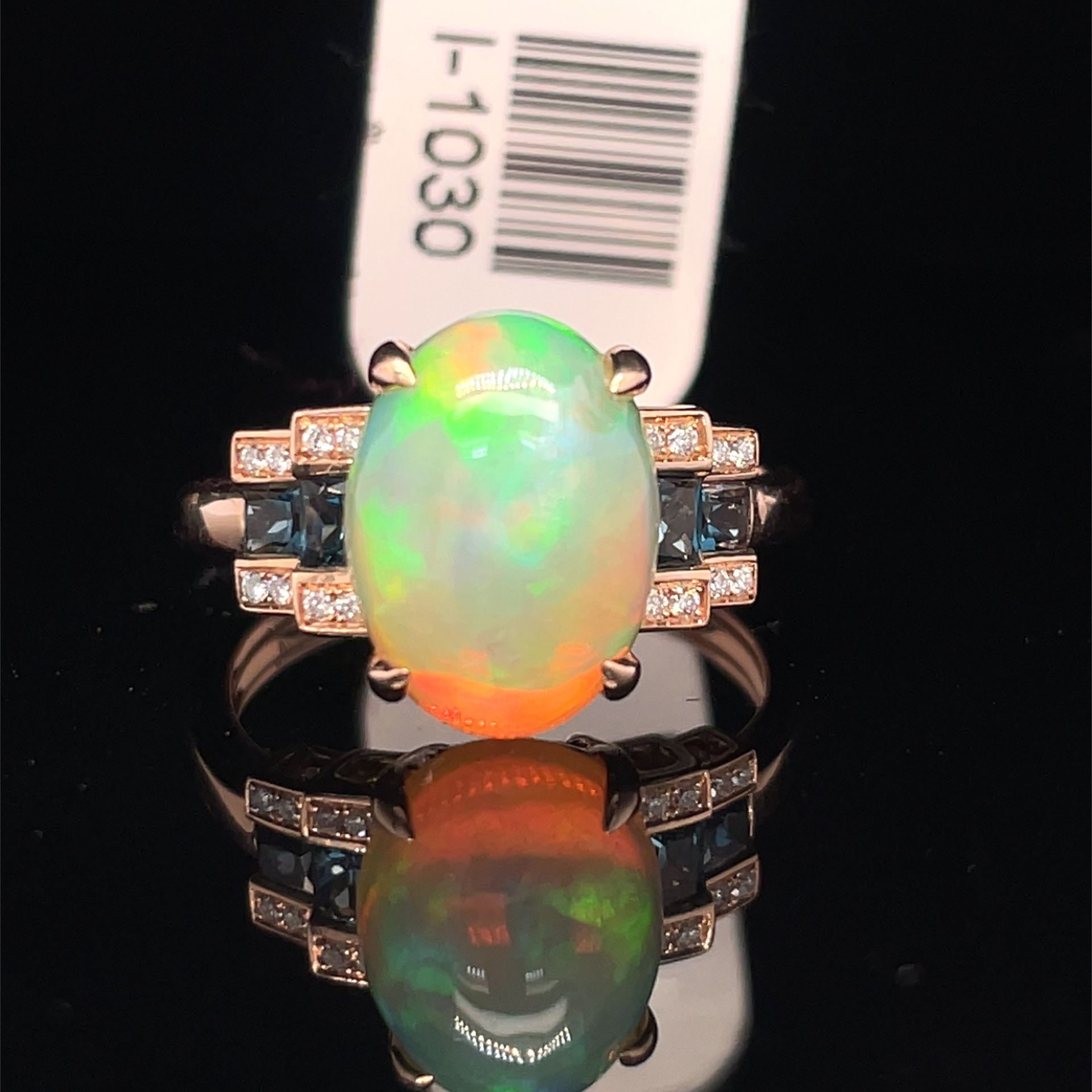 14KT Rose Gold Diamond Opal Ring 4.60g Size 7-1/4 I-1030