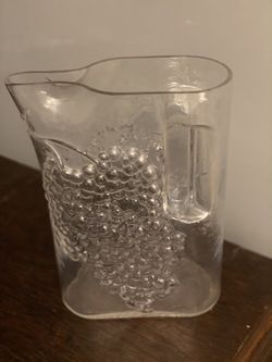   RIEDEL TYROL CRYSTAL-WATER PITCHER - RAISED GRAPES DESIGN Signed Molded Glass