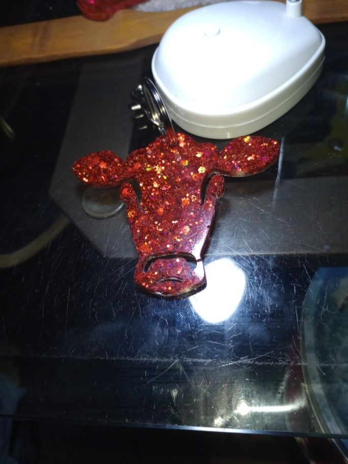 Hand Crafted Resin Cow Key Chain