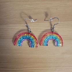 Rainbow Acrylic Dangling Earrings 