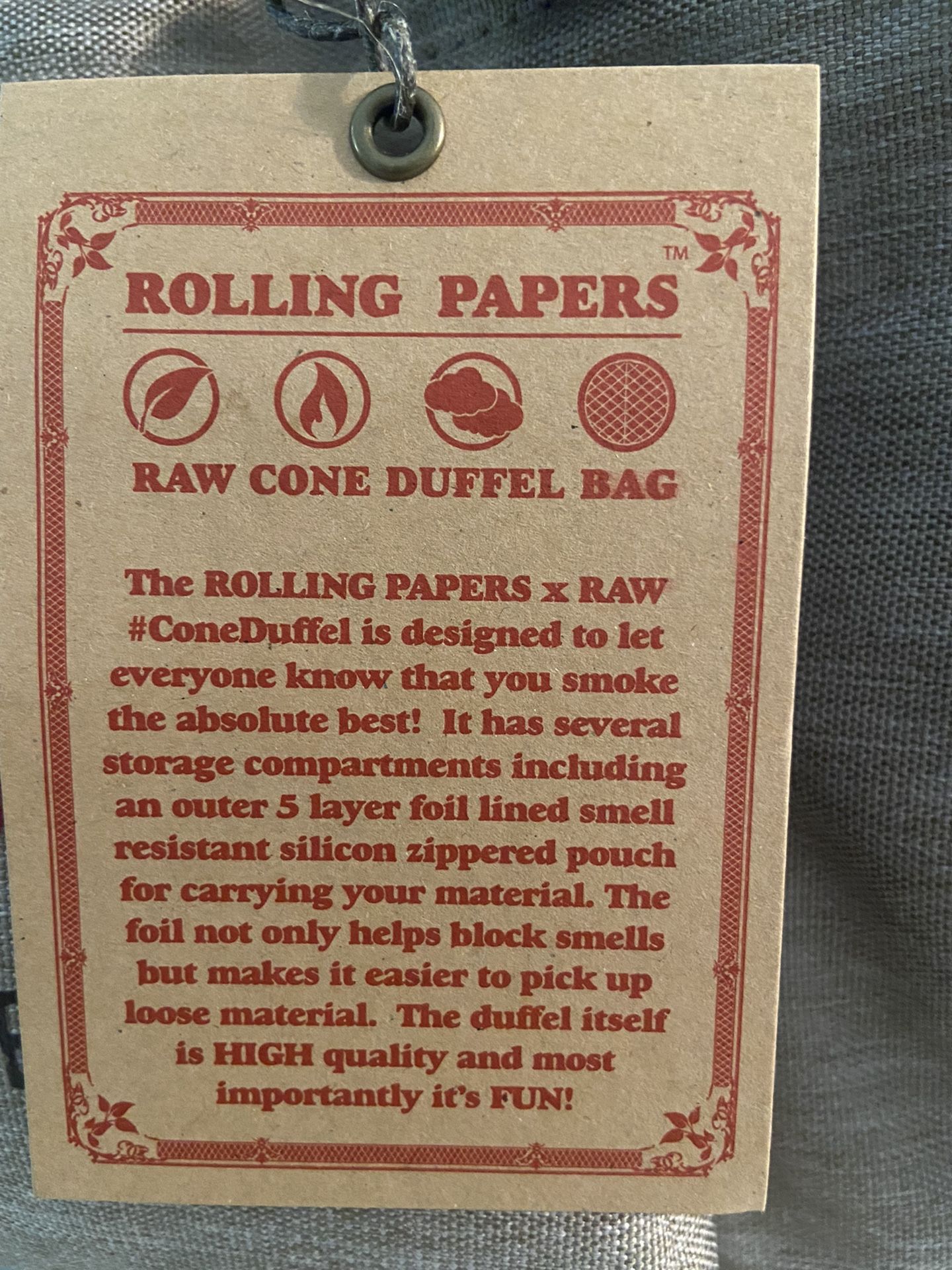 Raw Rolling Papers Cone Duffel Bag