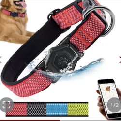 New Airtag Dog Collar,Durable Dog Collar With Waterproof Apple Air Tag Holder Case,Adjustable,Soft,And Reflective GPS Tracking Dog Collars For Medium 