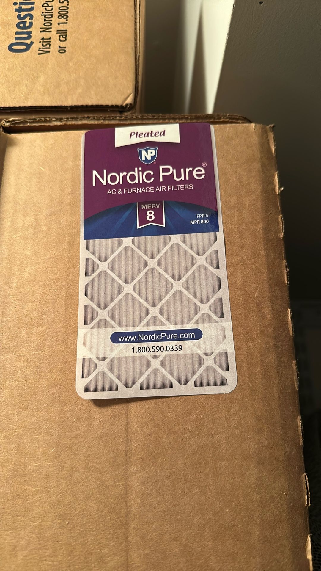 Merv 8, 16x25x1, Box of 6 Filters, Brand New