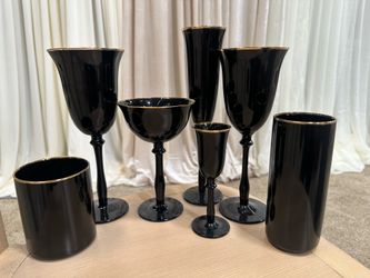 Stella Black w/ Gold Rim Glassware Set