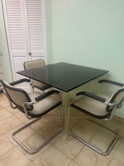 Cesca Chairs and Glass Table