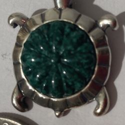 Vintage Sterling Silver 925 Turquoise Turtle Charm Pendant 