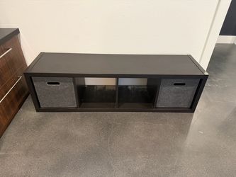 Dark Brown KALLAX 4-Cube Storage Bench with Bins from IKEA
