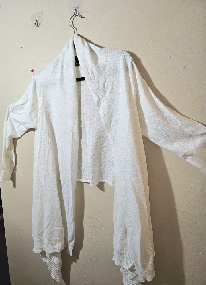 New York & Company White Cardigan-Size Xl