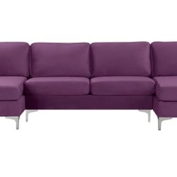 Like New Sectional Sofa, glass coffe table, matching side table, two new pillows, and two matching lamps. 