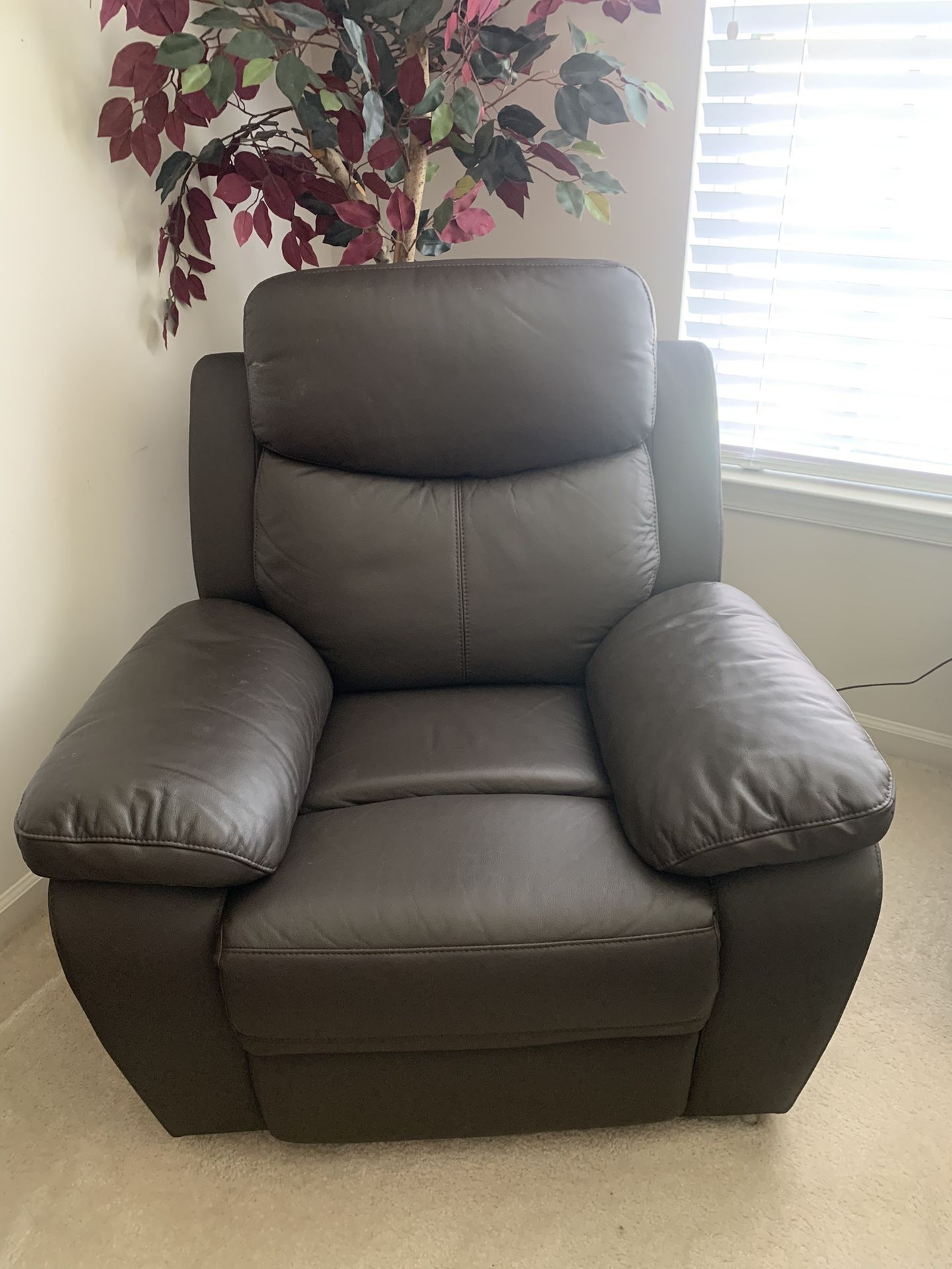 Brown Electric Leather Recliner with USB outlet