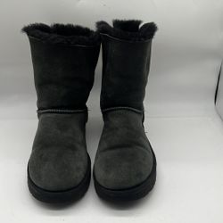 UGG BAILEY BOW CORDUROY BLACK SHEARLING WOMEN BOOT SZ 10