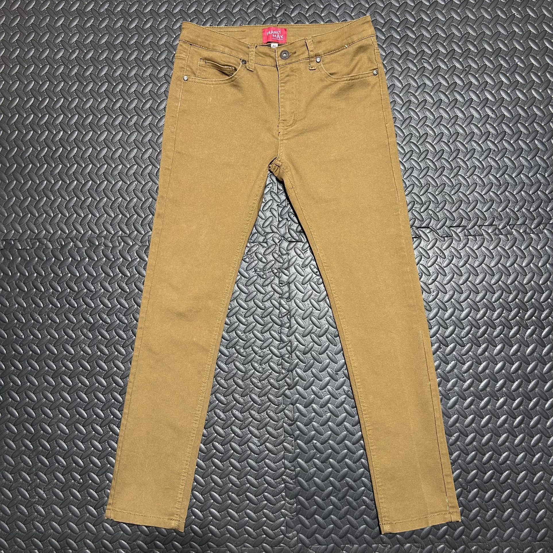 Franky Max Jeans Skinny Mens 30x30 Denim Pants Y2K Khaki Tan Vintage Casual