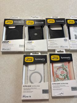 OtterBox protective cases for various iPhone models. includes the Defender Pro, Commuter, and Symmetry series.