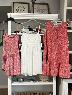 Lot of 50 pieces of Women's clothes Dresses, blouses, skirts, some men’s shirts, 3 box of men’s underwear and some for girls all new with tags