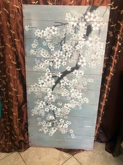 Cherry Blossom Wall Art on Wood Panel