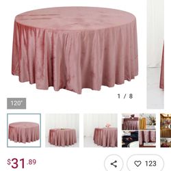 Velvet Round 120” Tablecloths DUSTY ROSE QTY 3