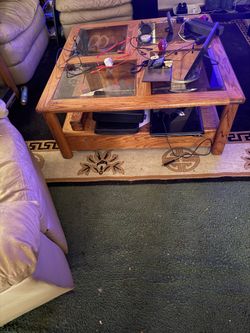 Square glass coffee table and side table