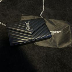 Black Clutch Bag With Silver Accents 