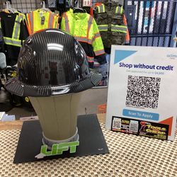 LIFT Carbon Fiber Full Brim Gloss Black Safety Hard Hat 