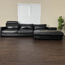 Jet Black Top Grain Leather Oversized Sectional (Free Delivery!)
