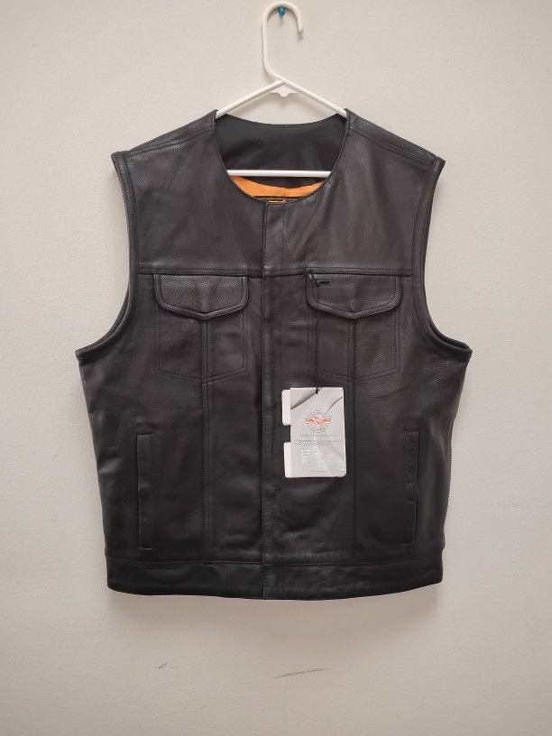 Brand New Men's Black Milwaukee Leather Vest Jacket XL