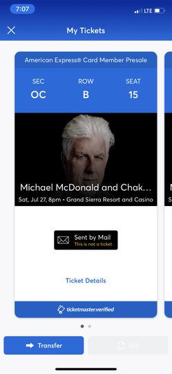 CHAKA KHAN MICHAEL MCDONALD CONERT TICKETS