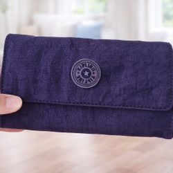 Kipling Black Nylon Money Land RFID Snap Tri-Fold Wallet OS