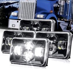 DOT Approved 4x6 LED Headlights 4PCS 65W Hi/Low Sealed Beam H6545 Rectangular