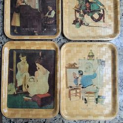 Norman Rockwell Bamboo Serving Trays