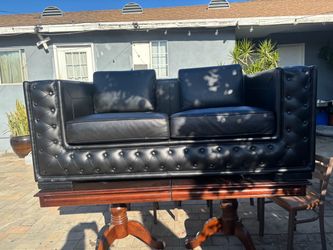 Black leather couch